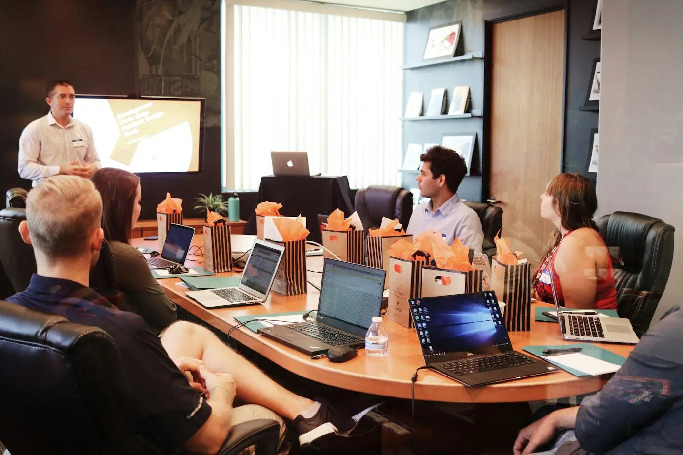 Team presentation in a meeting room